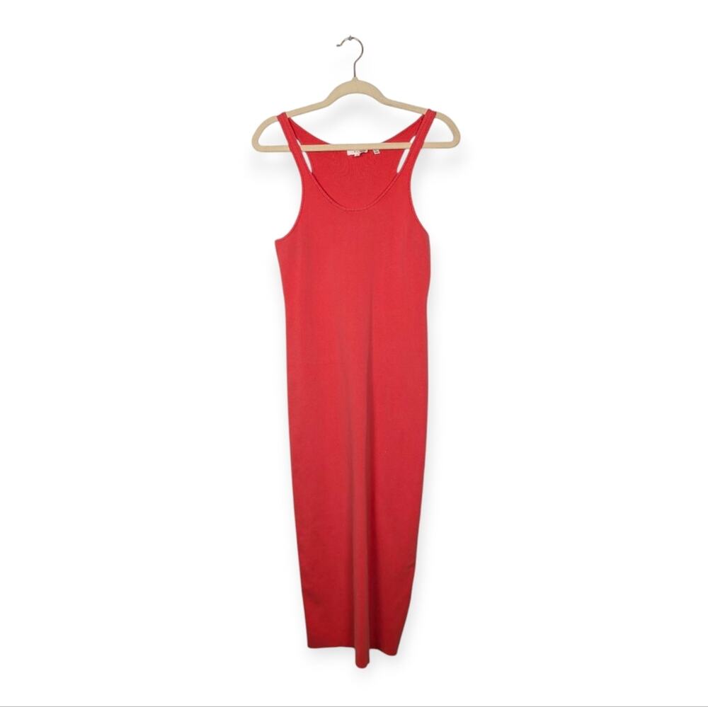 A.L.C. Chase Coral Pink Knit Sleeveless Tank Midi Dress Size L